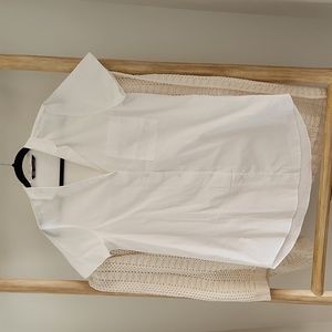 Zara Crisp White SS Button Down Shirt/Mini Dress
